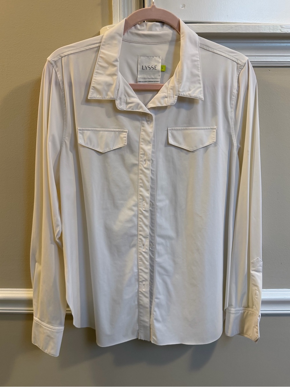 Lysse Classic Cream White Button-Up Blouse with Pockets